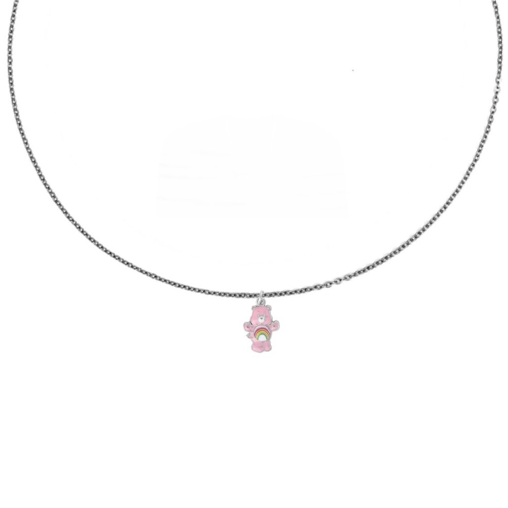 Care Bears "Pink Bear" Silver Charm Necklace
